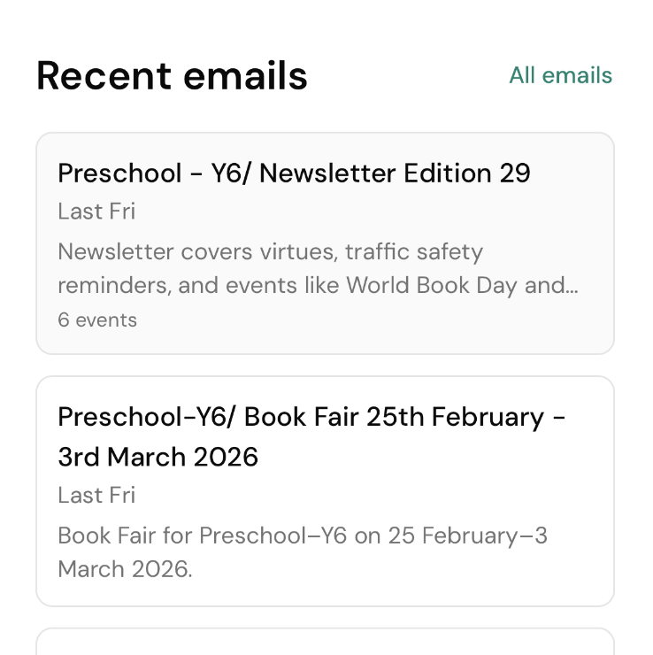 School emails with summaries in Remi
