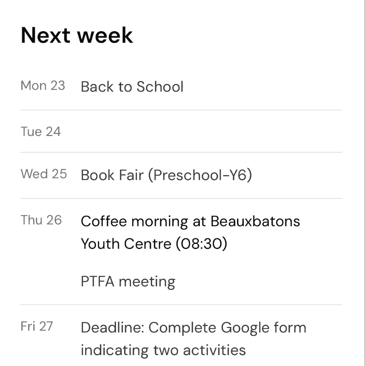 The week ahead view in Remi